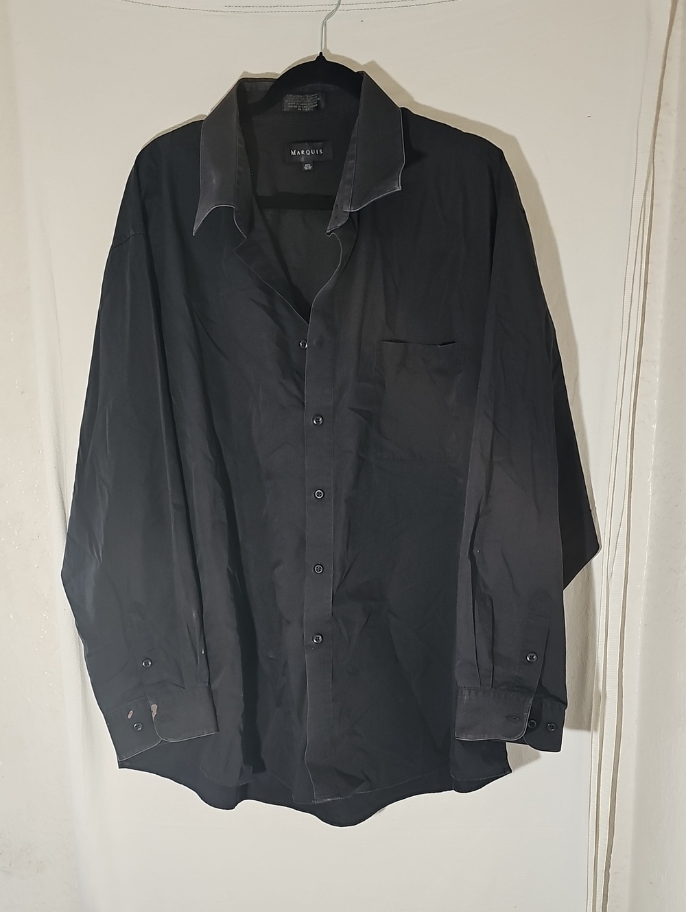 Marquise Men’s Black Long-Sleeve Button-Down Dress Shirt